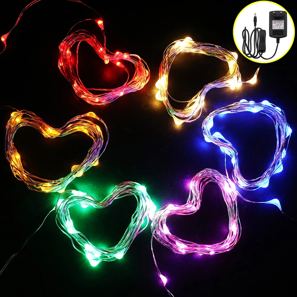 

Led Fairy String Lights with EU Plug and Switch Garlands Christmas Decoration for Home Indoor Outdoor New Year Wedding Decor