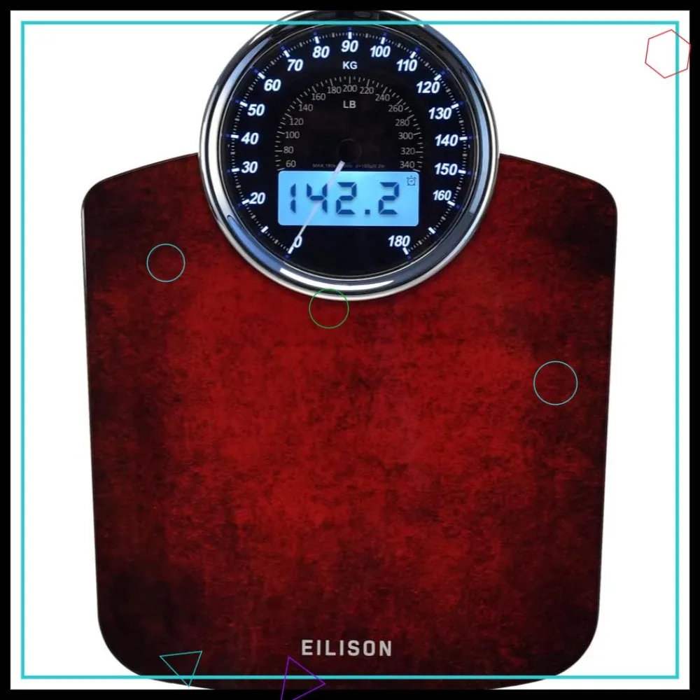 

Advanced 2-in-1 Digital & Analog Body Weight Scale, 400lbs Capacity, High Precision Sensors, Tempered Glass, Large Display (Red)