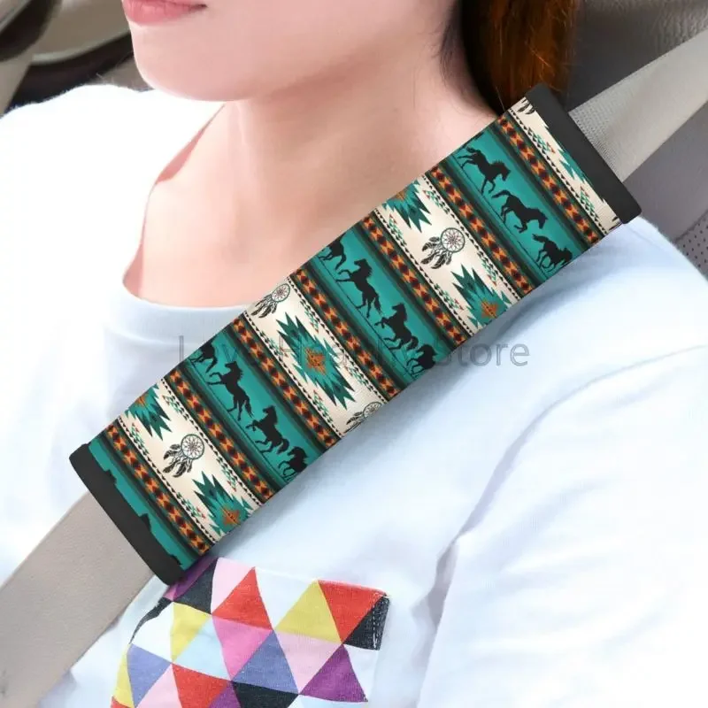 Horses Aztec Dream Catcher Car Seat Belt Covers Soft Cozy Shoulder Strap Pads Universal Car Accessories Decor Pack of 2