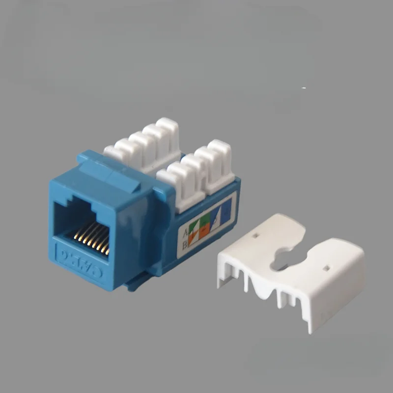 5-delige Cat6 Rj45 110 Bedrade Trapeziumvormige Vervorming Netwerk Ethernet Jack Cat-6 Geperforeerde Trapeziumvormige Jack Connector Wit Blauw