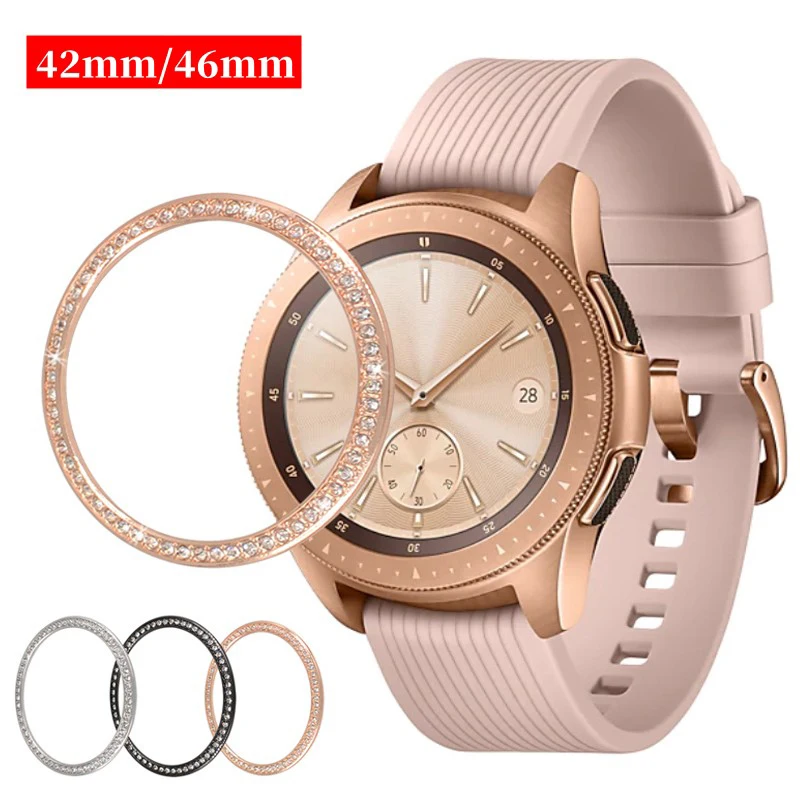 Metal Bezel For Samsung Galaxy Watch 46mm 42mm gear s3 cover Diamond Metal Ring Adhesive Cover Anti watch Accessories s 3 46 mm