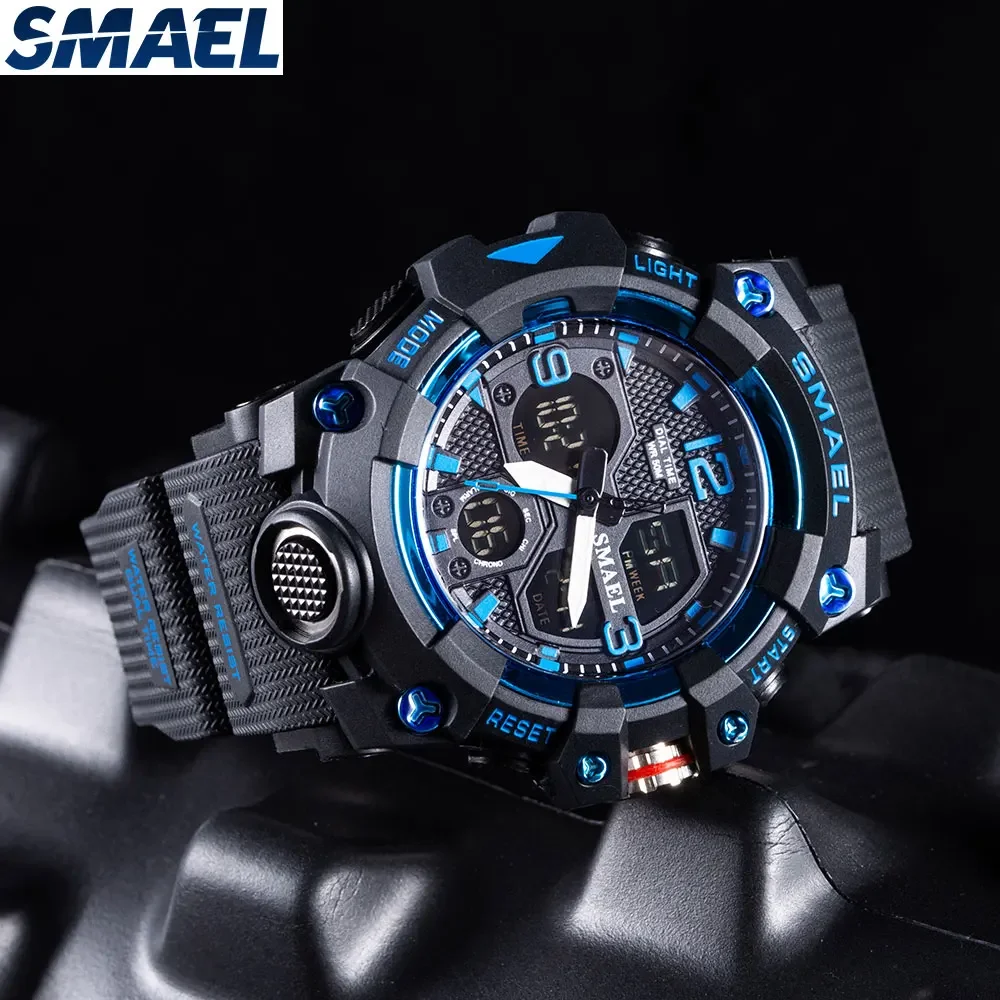 SMAEL 8008 Electronic Watch Outdoor Sports Alarm Clock Time Reporting Swimming Waterproof Electronic Watch