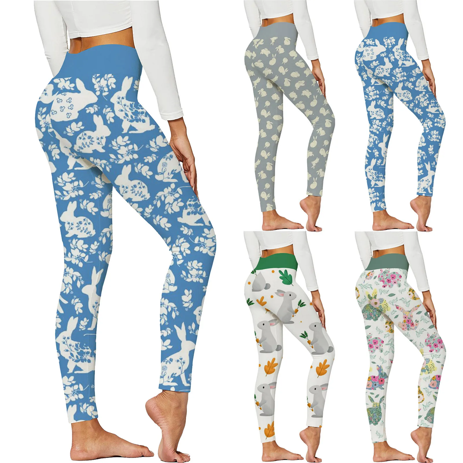 Donne Easter Bunny conigli Leggings stampati sport femminili palestra Yoga pantaloni Sexy a vita alta allenamento Pantalones vestiti attillati primaverili