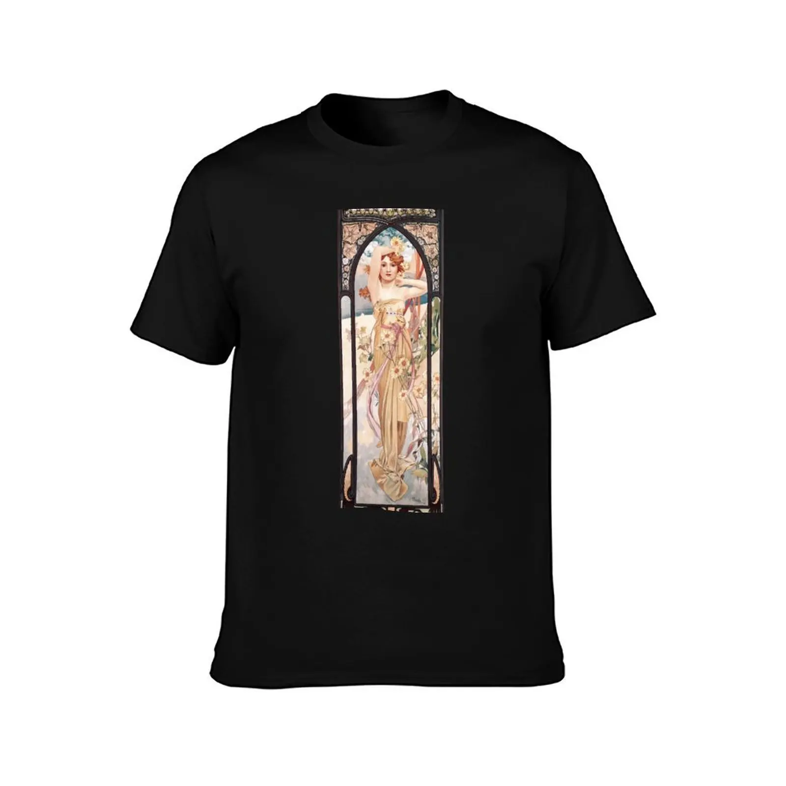 Brightness of Day Alphonse Mucha éclat du Jour T-Shirt Basic Short Sleeve for Men T-Shirt