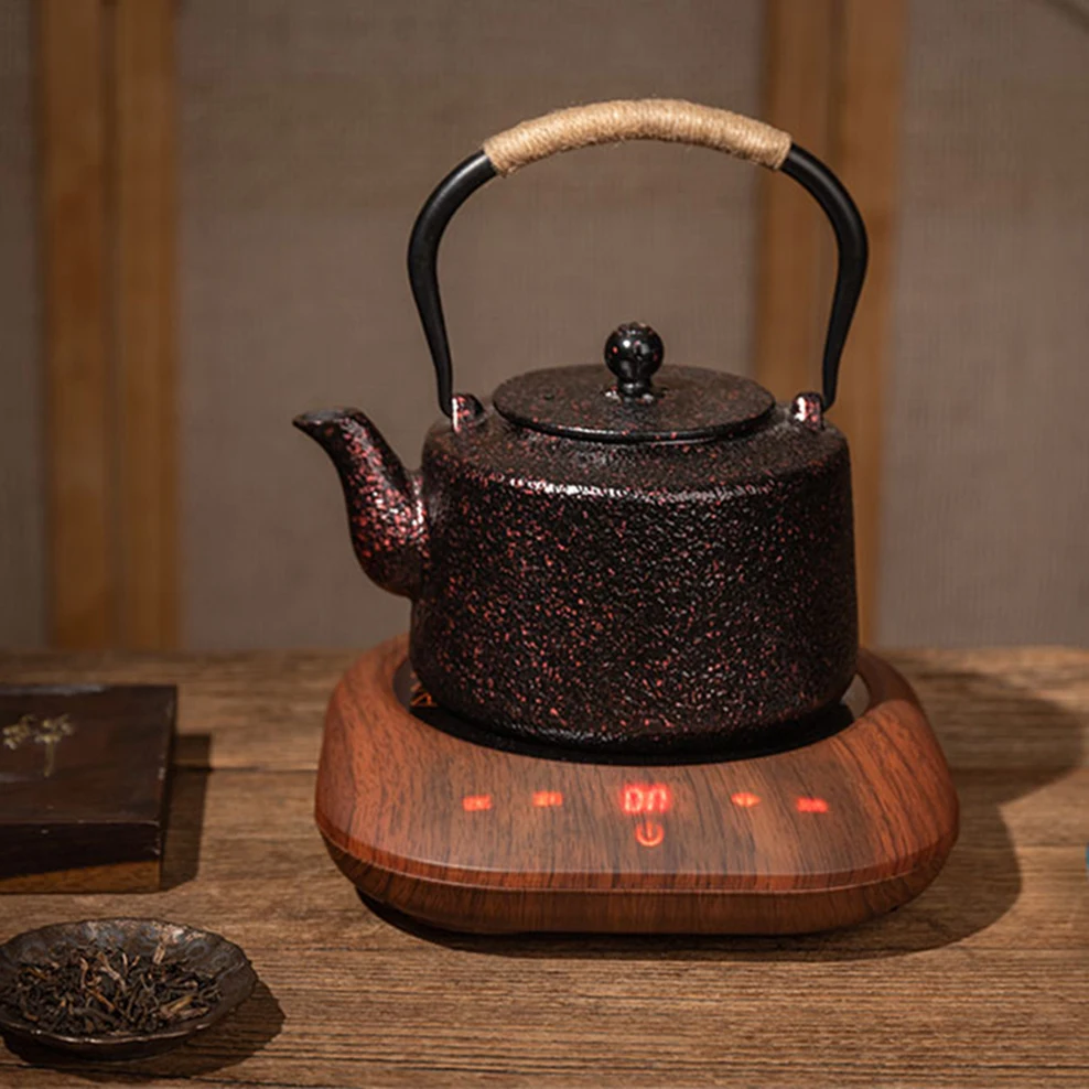 Japanese-style Speckled Glaze Cast Iron Tea Kettle, Handmade Uncoated Pig Iron Kettle with Strainer, Stovetop Tea Kettle, 1.4L