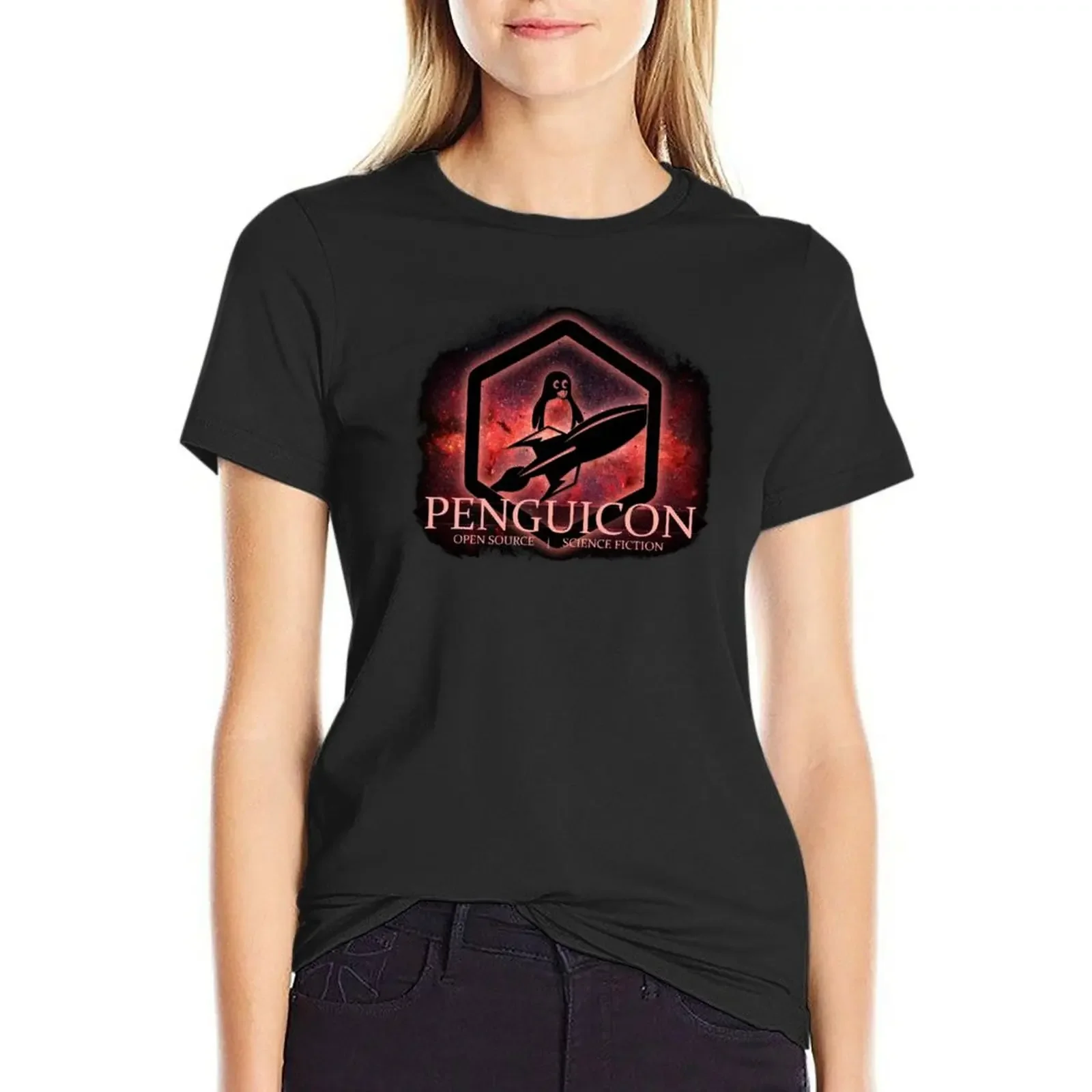 

Ltd Edition Red Penguicon Galaxy T-shirt plus size tops summer tops Women t-shirts