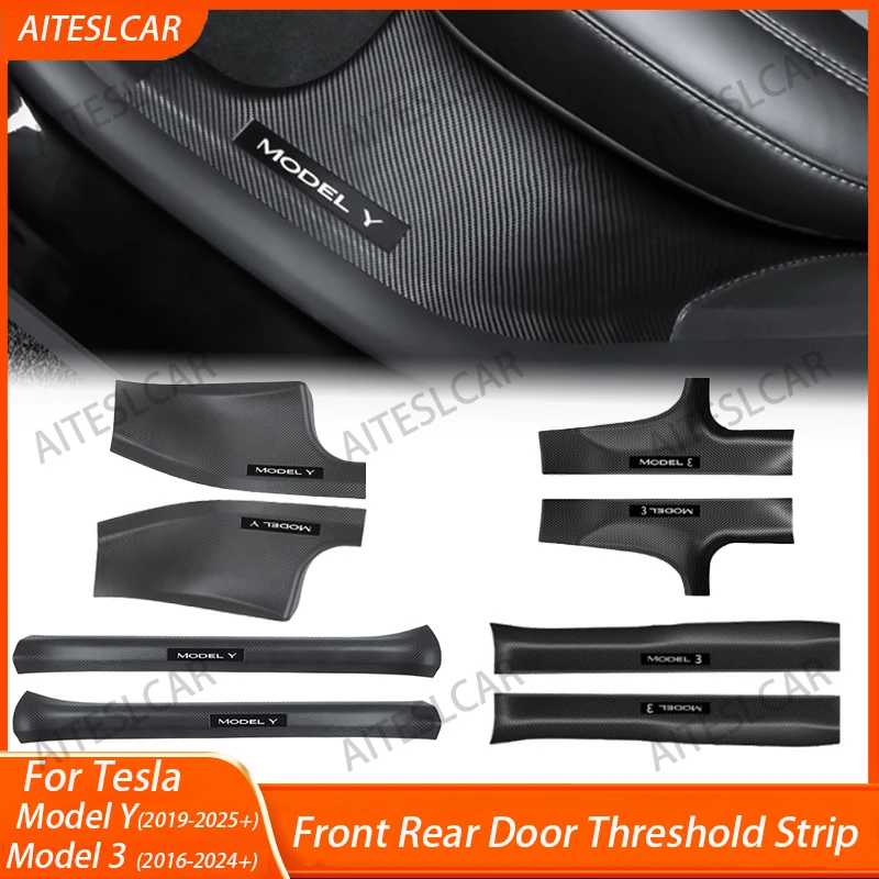 

For Tesla Model 3 Y Highland Juniper 2025 Rear Door Sill Protective Pad Cover Guards Threshold Bumper Strip Sill Car Accessories