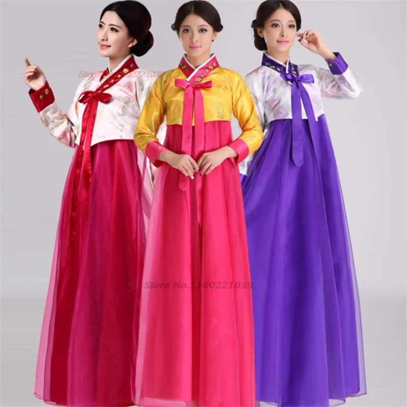 2024 traditional korean vintage dress hanbok fairy stage performance dress ancient folk dance suit chiffon banquet evening dress