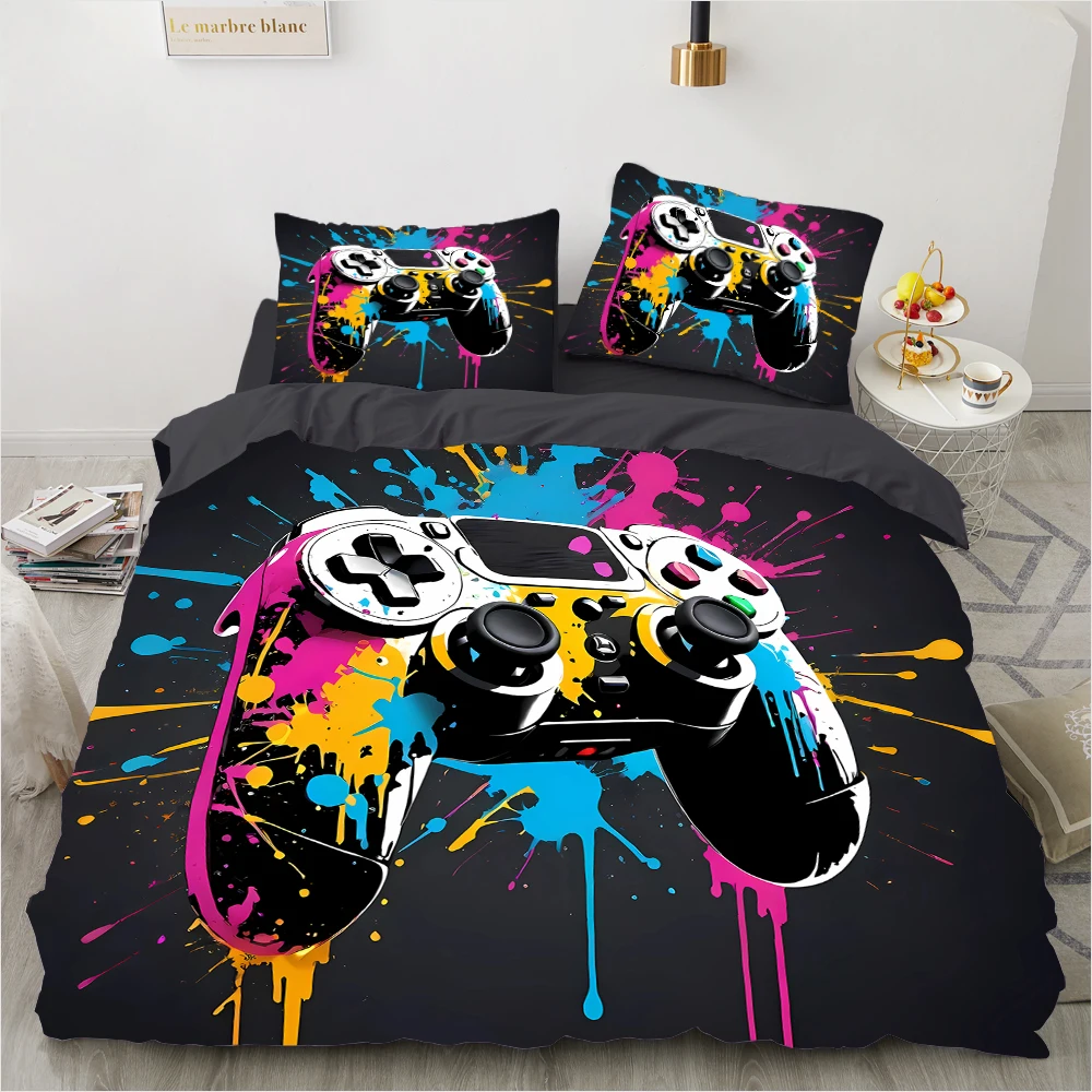 

Gaming Theme 3D Bedding Set Duvet Cover 3PCS Twin/King Size Soft Polyester Bed Linen Set for Kids Boys Room Decor 200x200cm Gift
