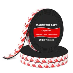 Magnetic Tape, Flexible Magnet Tape Strips with 3M Adhesive Backing Magnetic Strip Perfect for whiteboards & Fridge Organization