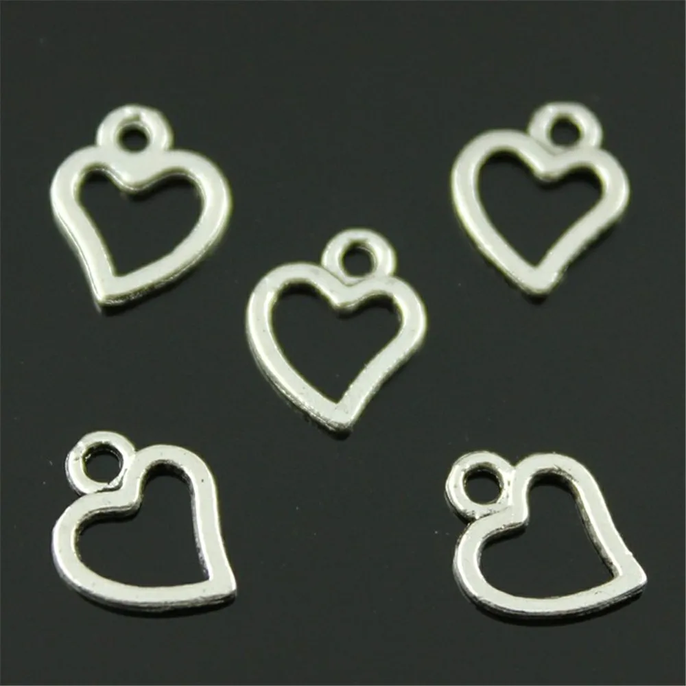200pcs 10x8mm 2 Colors Mini Heart Charm Cute Heart Charms For Jewelry Making Small Heart Charm