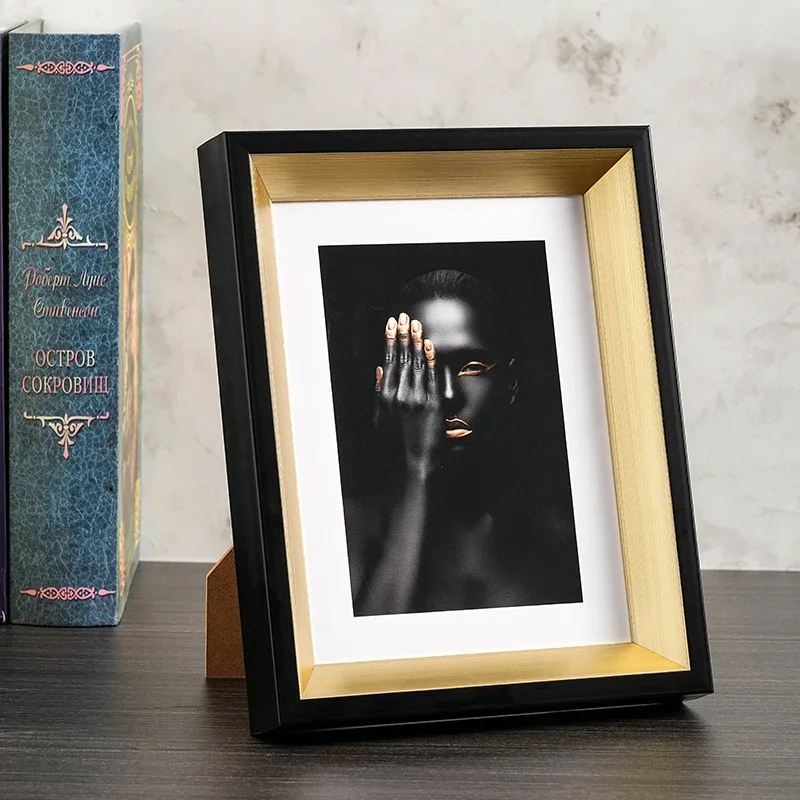 retro black gold photo frame display platform 6-inch, 8-inch, 10 inch photo A4 ornament frame Wall mounted high-end art frame