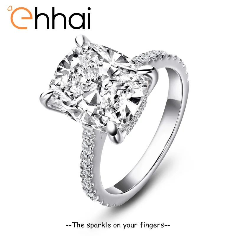 

Ehhai Real S925 Sterling Silver Cushion Cut White Zircon Engagement Rings for Woman Wedding Ring Anniversary Fine Jewelry Gifts