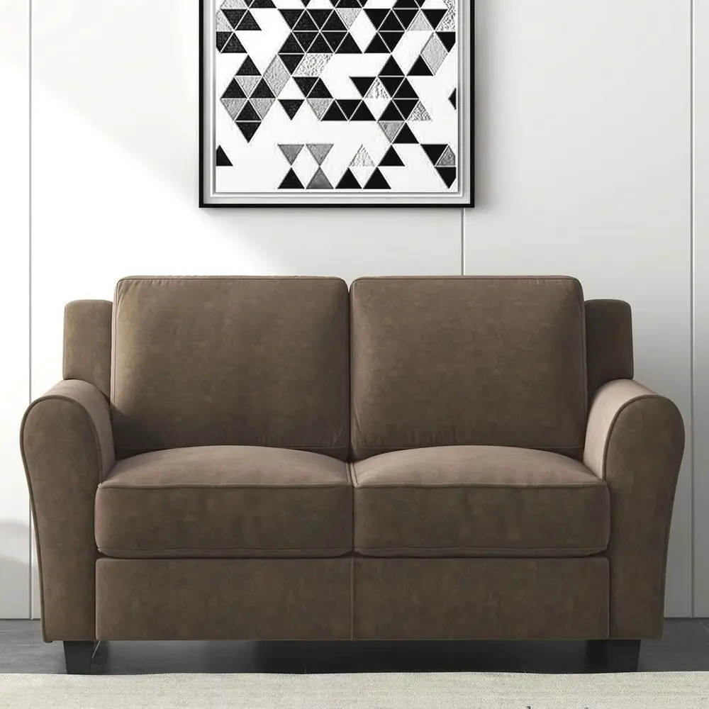 

58" Brown Loveseat Soa Couch or Living Room, 2 Seater Love Seat or Small Spaces, ern Couches with Thick Cushion or Home Aparent