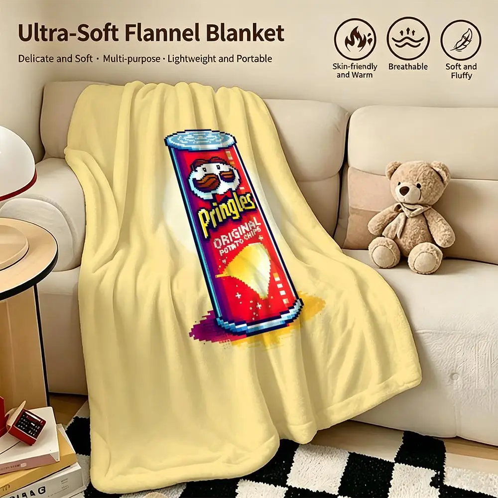 food P-Pringles-s Throw Warm Soft Flannel Blanket, Multi-use for Sofa Bed Camping Travel Nap