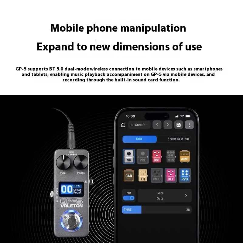 Valeton GP-5 جهاز تأثير متكامل للجيتار الكهربائي، بطاقة صوت محمولة ذكية، محمل Nam & Ir يدعم تحميل الطرف الثالث