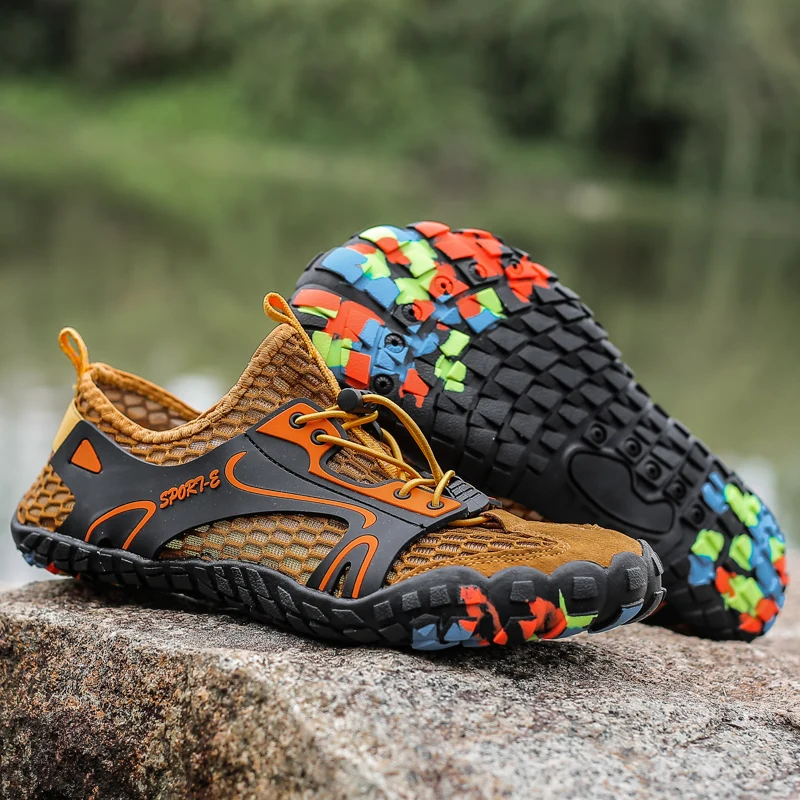 Men's Quick-Dry Breathable Aqua Shoes Men Women Couples Outdoor Beach Five Finger Swimming Hiking Wading Upstream Sneakers