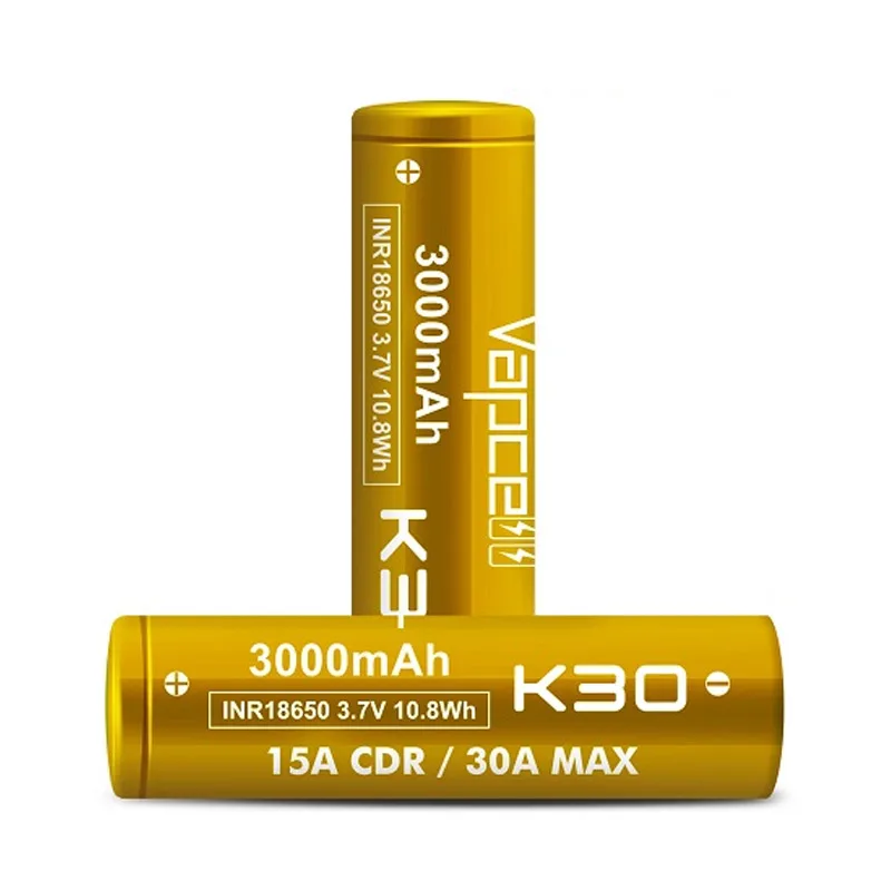 Original Vapcell K30 INR 18650 Battery 3000mAh CDR 15A Max 30A 3.7V lithium battery Li ion rechargeable 18650 Batteries For Toys