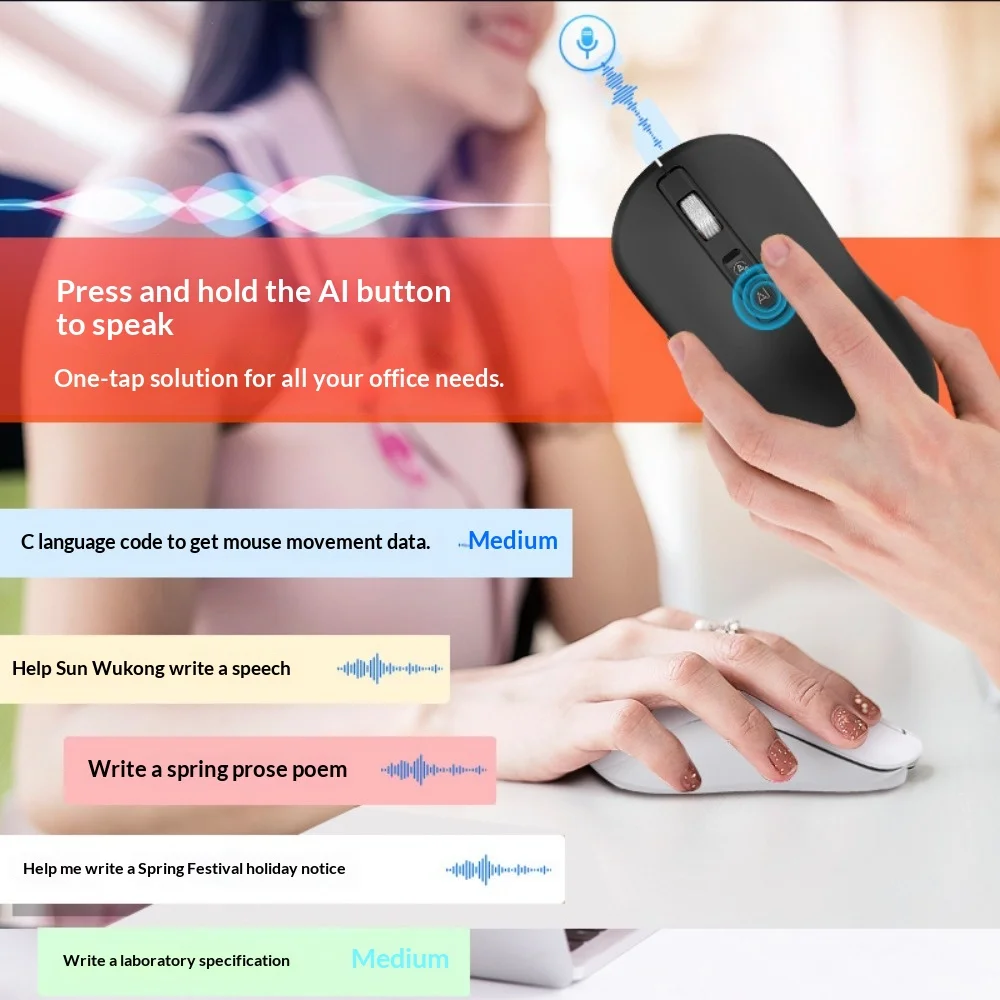 2.4G Wireless Gaming Mouse RGB Luminous Rechargeable Lightweight Mice Adjustable DPI High Precision Plug & Play for Laptop Table