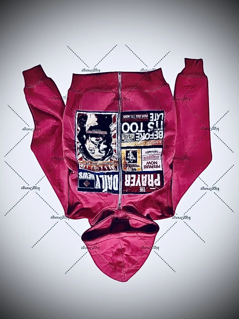 

High Street Y2K Harajuku персонализированный принт на молнии повседневная толстовка для пар американский хип-хоп готический уличный тренд брендовая толстовка