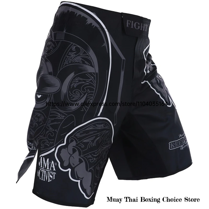MMA-Shorts zum Training, Kickboxen, Drache, schwarze Kampfshorts für Kampfsport, Cage Fight, Muay Thai, BJJ, Boxen, Grappling – Detail 7