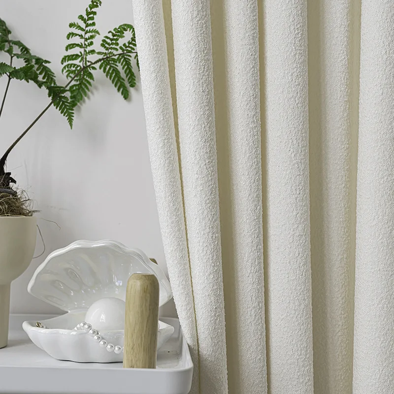 American Style Diatom Mud Pattern Curtain Wrinkled Texture Living Room Bedroom Solid Color Thickened Balcony Shading