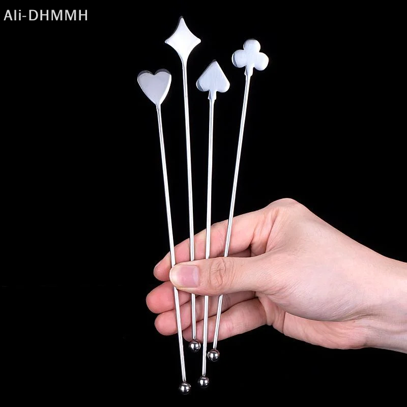 Stainless Steel Long Handle Stirring Stick Star Shape Cocktail Stirrer Easy Store for Home Bar Party Coffee Tea Juice Mixing