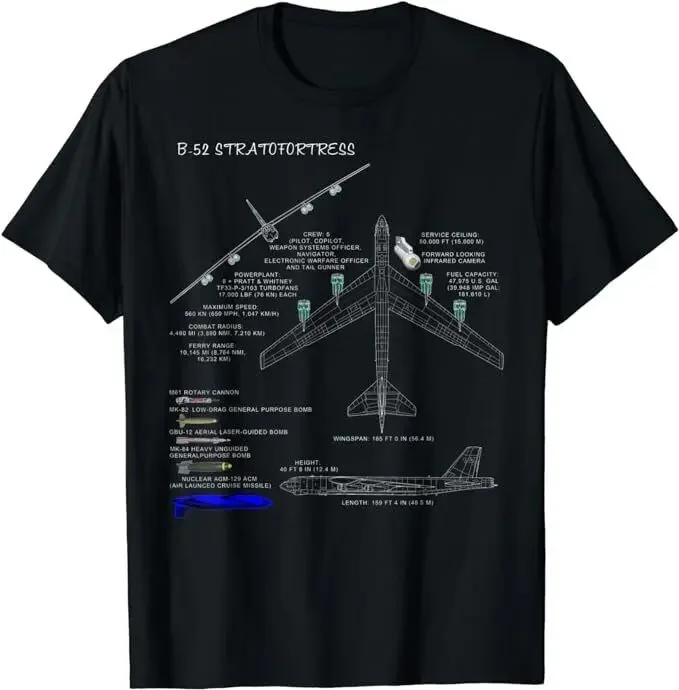 NEW LIMITED B-52 Stratofortress Specs Bomber Funny Gift T-Shirt Size S-5XLHigh Quality 100%Cotton Short Sleeve