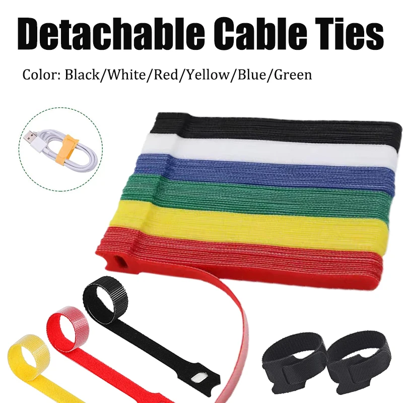 

25pcs Nylon Cable Ties Reusable,Releasable Cable Organizer Ties Mouse Earphones Wire Management Loop Tape Straps Tie