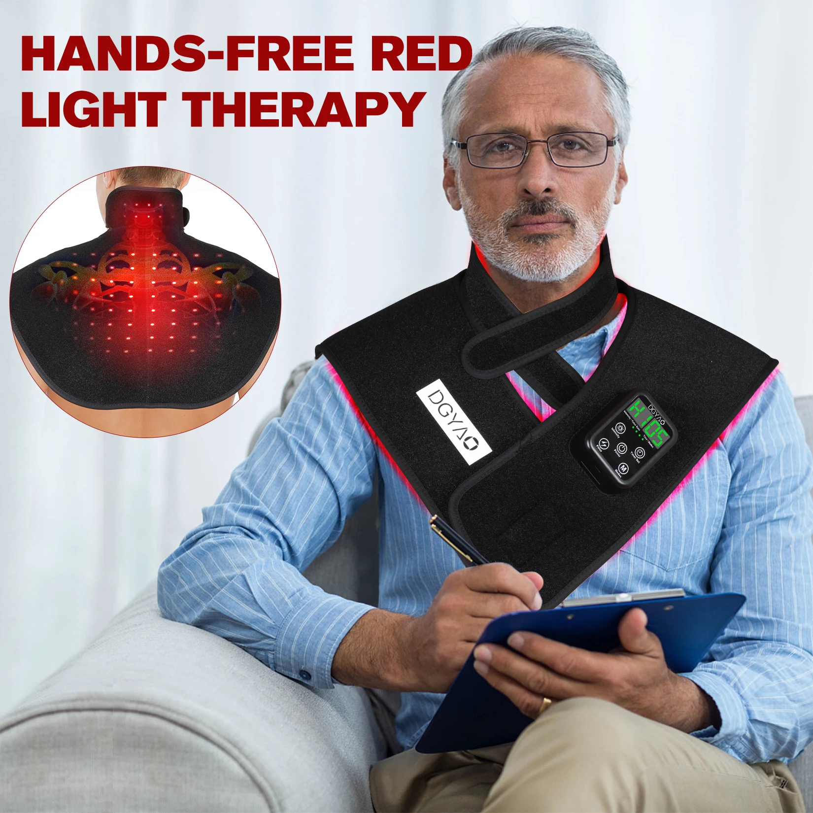 DGYAO 850nm Red Light Therapy for Shoulder and Neck Pain Relief with 6000 mAh Power Bank