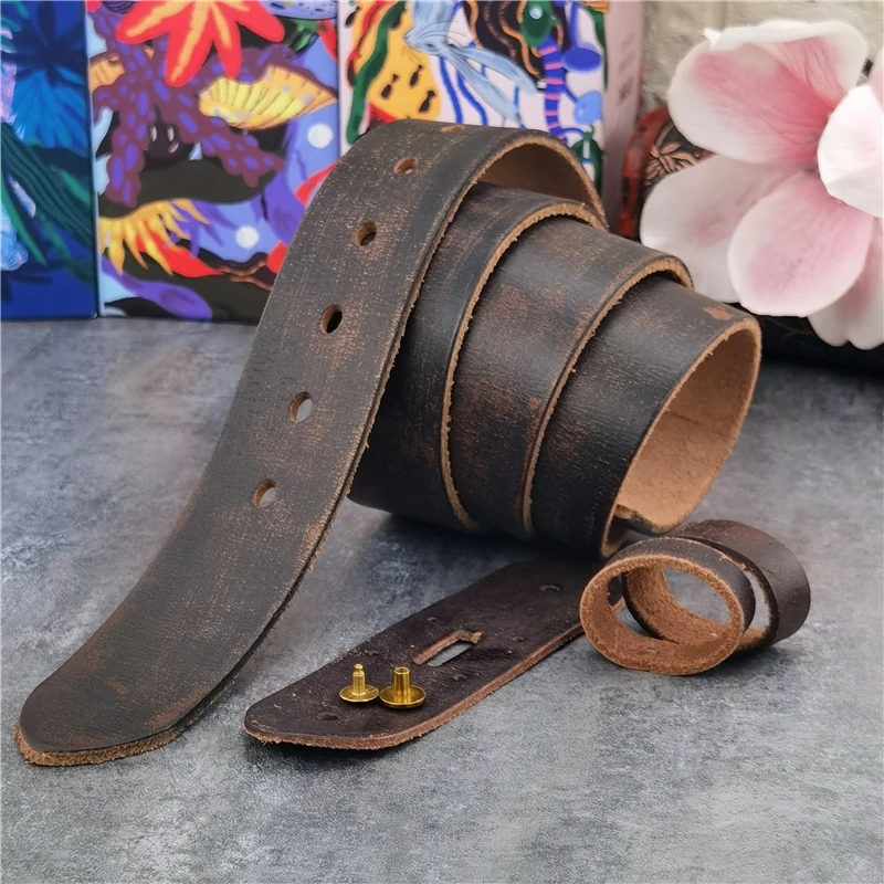 Vintage Leather Belts Without Buckles Men Belt Ceinture Homme Retro Mens Leather Belts Without Buckles 95-130CM Men's Belt SP07