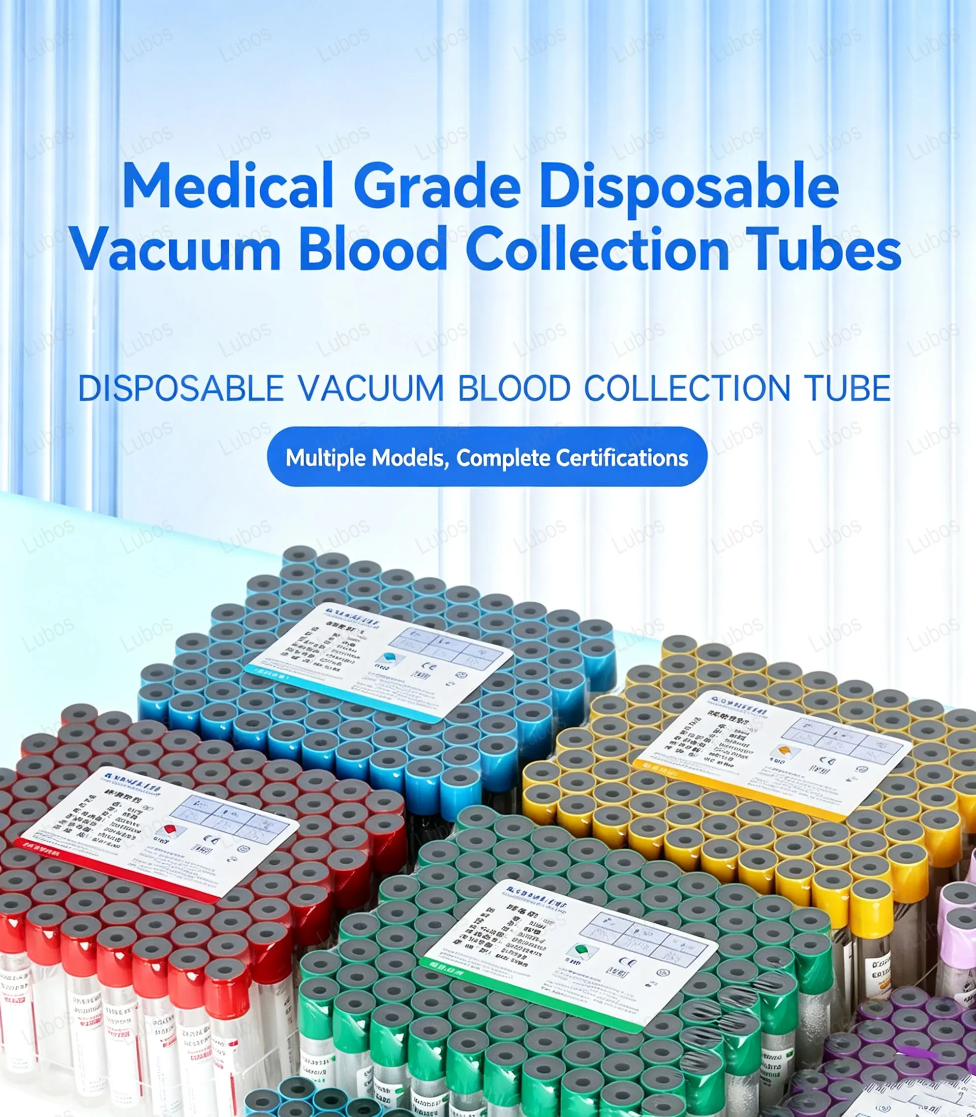 100 Pcs Disposable Vacuum Blood Collection Tube EDTA Heparin Plain Gel Serum Clot Activator PET Blood Collection Tubes
