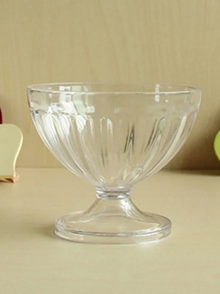 Filles à salade transparent pour dessert, gobelet à secouer, verre, tasse à crème glacée en relief, assiettes à salade créatives transparentes, 250ml