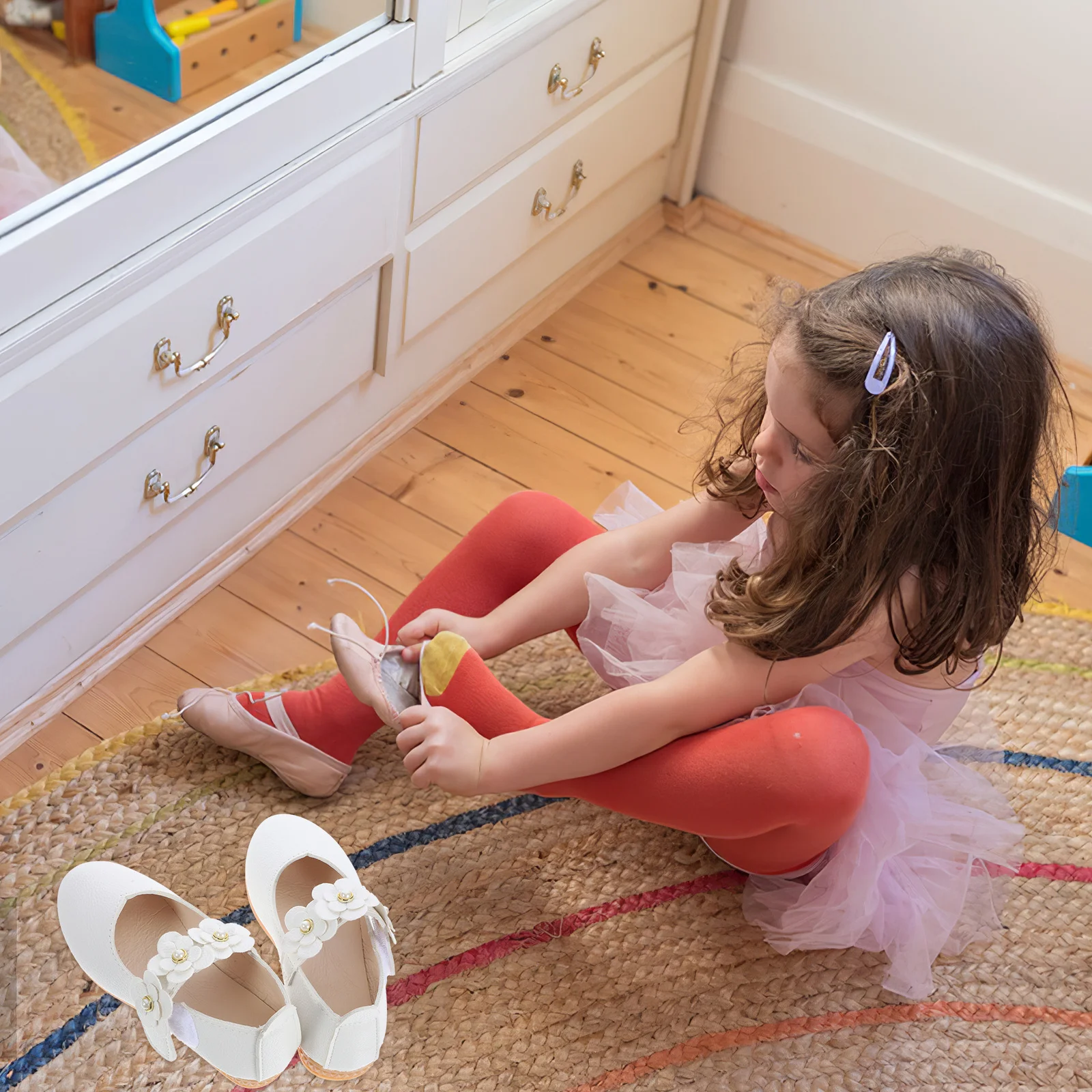 1 زوج الأطفال وحيد الأحذية تصميم أنيق تنفس مادة مريحة منع رائحة القدم الأبيض حجم 26 Eu27 Us95 Uk10