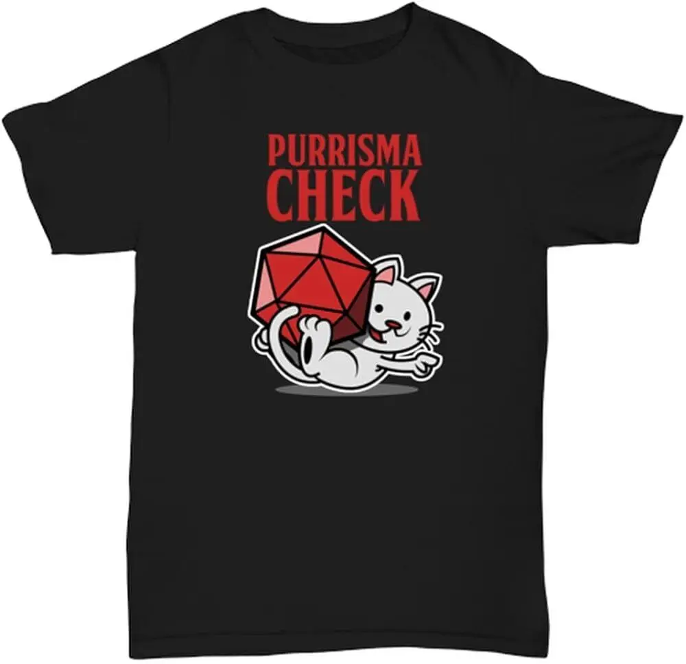 Purrisma Check T Shirt Funny Cat DND D20 Roll for Charisma Ro