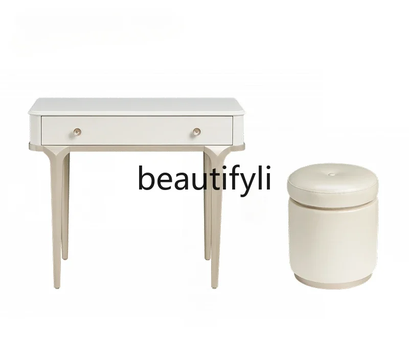 

Light luxury solid wood dresser cream style modern simple makeup table