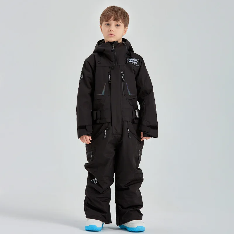 

Winter Outdoor Sport Mountain Boy Ski Jumpsuit Warm Kids Girls One Piece Snow Suits Waterproof Hooded Children Snowboard Clothes