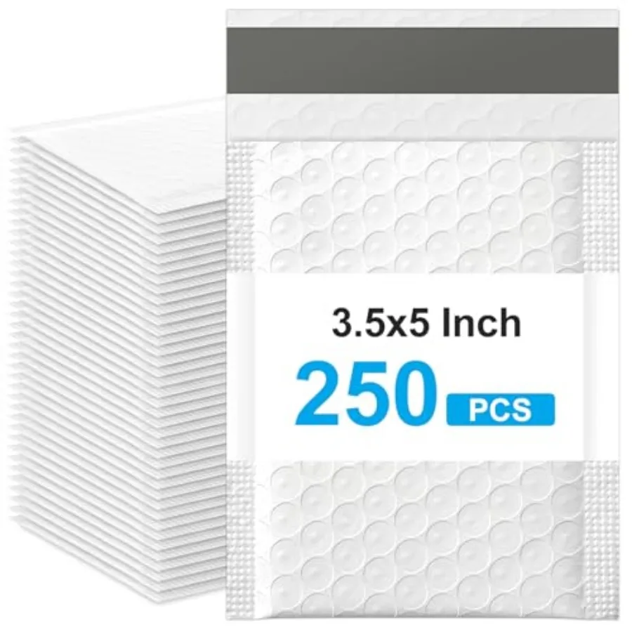 

250 Pack Bubble Mailers 3.5 x 5 Inch Padded Envelopes Small Self Sealed Card Shipping Bubble Mailer Opaque Waterproof Padded En