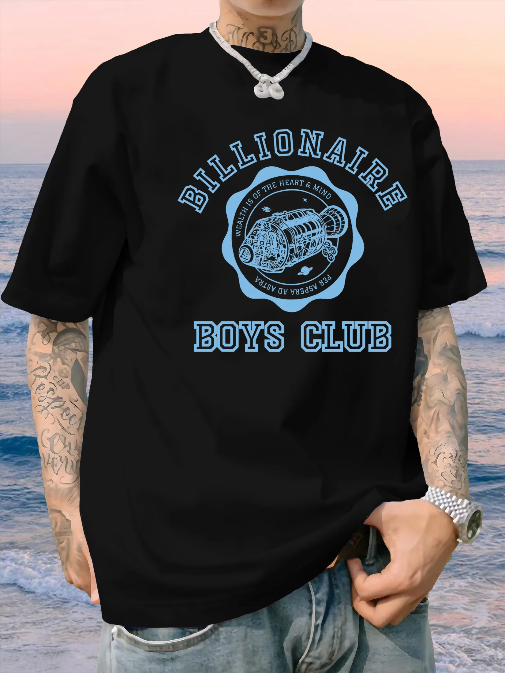 تي شيرت رجالي برسومات الملياردير للأولاد من القطن الممشط باللون الأبيض كاجوال بأكمام قصيرة مع تصميم سيارة بأحرف جريئة #2