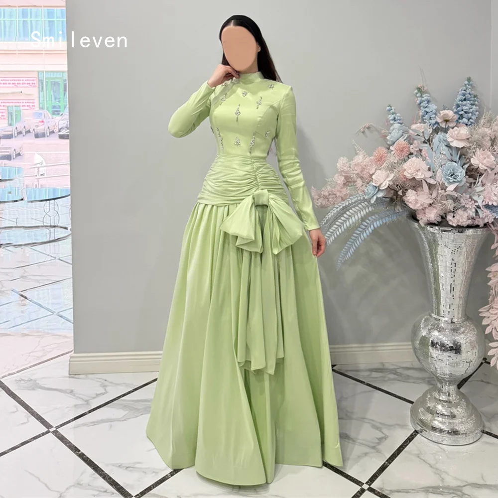 

Smileven Luxury A Line Prom Dress Scoop Party Gowns Appliques Waist Cinching Formal Occassion Dress Customized 2026