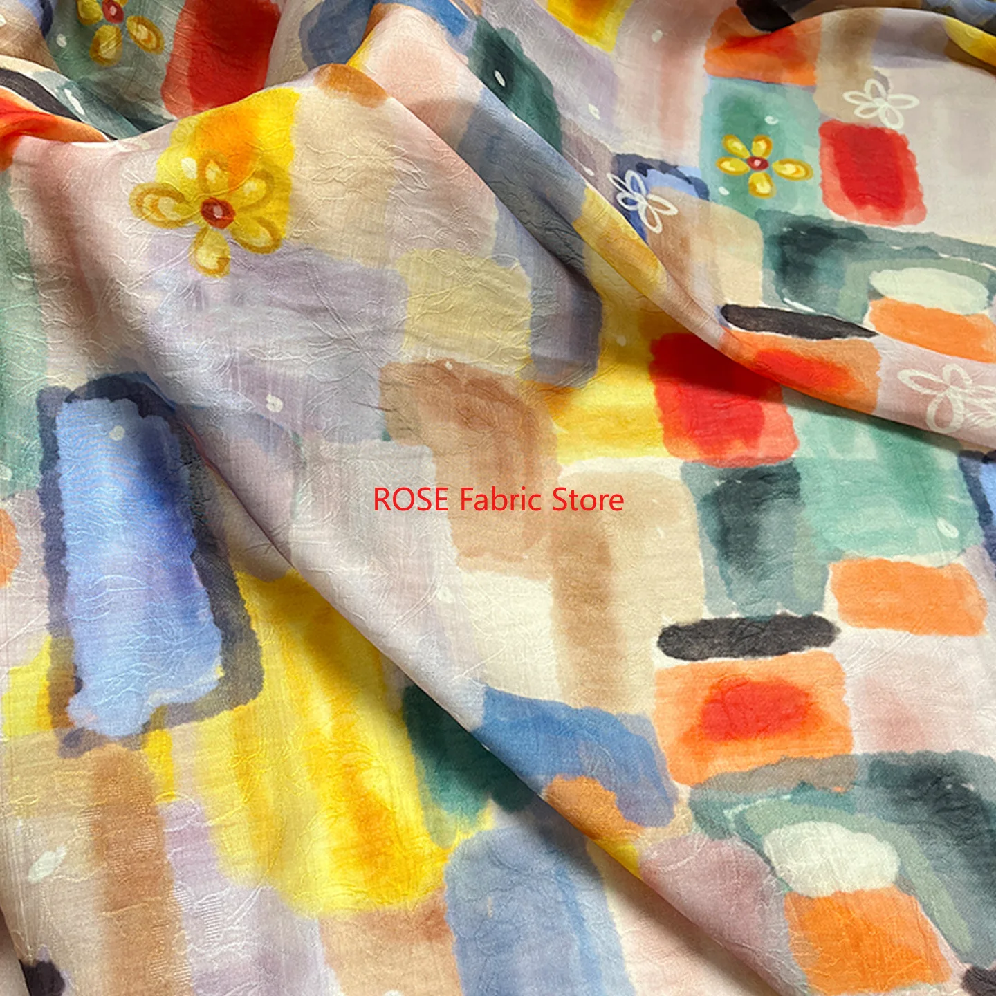 1 Meter Colorful Abstract Style Jacquard Fabric for Dresses Skirt DIY Handmade Patchwork Sewing Cloth