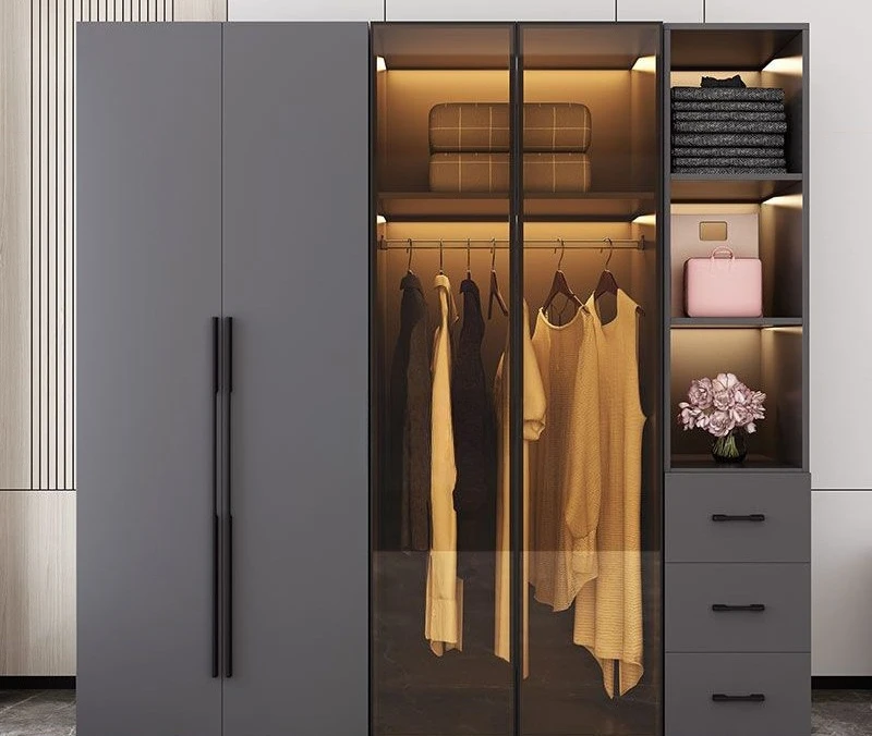 

Light luxury wardrobe for home use, bedroom, solid wood modern simplicity