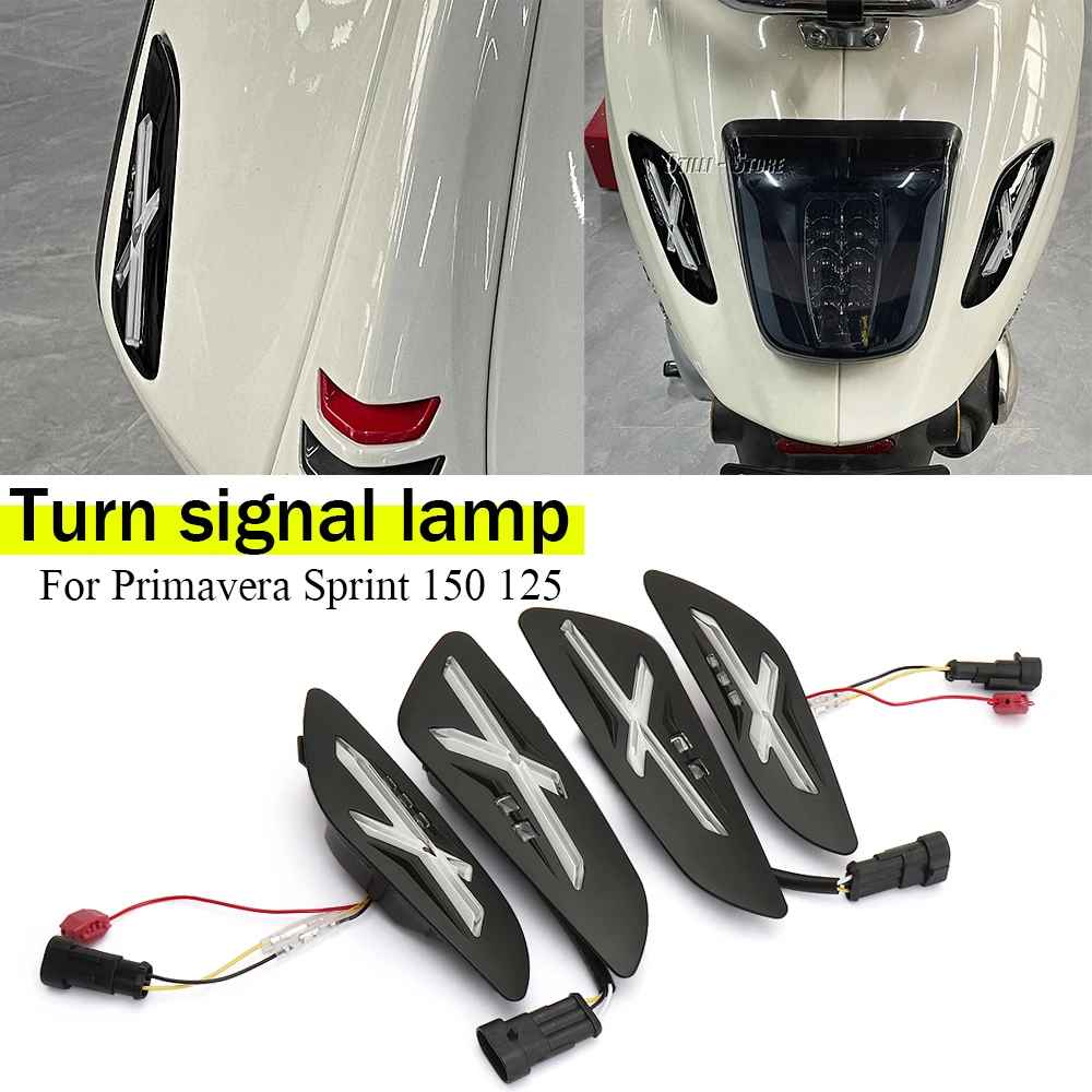 

For Vespa Primavera Sprint 150 125 Motorcycle Front Rear Turn Signal Light Bright Indicator Waterproof Running Lamp Flashers