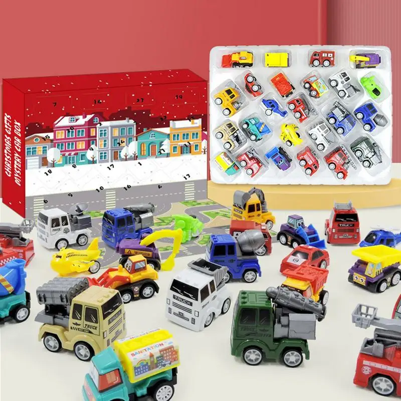 Advent Calendar Kids Toys 24Pcs Truck Car Engineering Vehicle Advent Calendars Educational Toys Christmas Gifts Stocking Stuffer