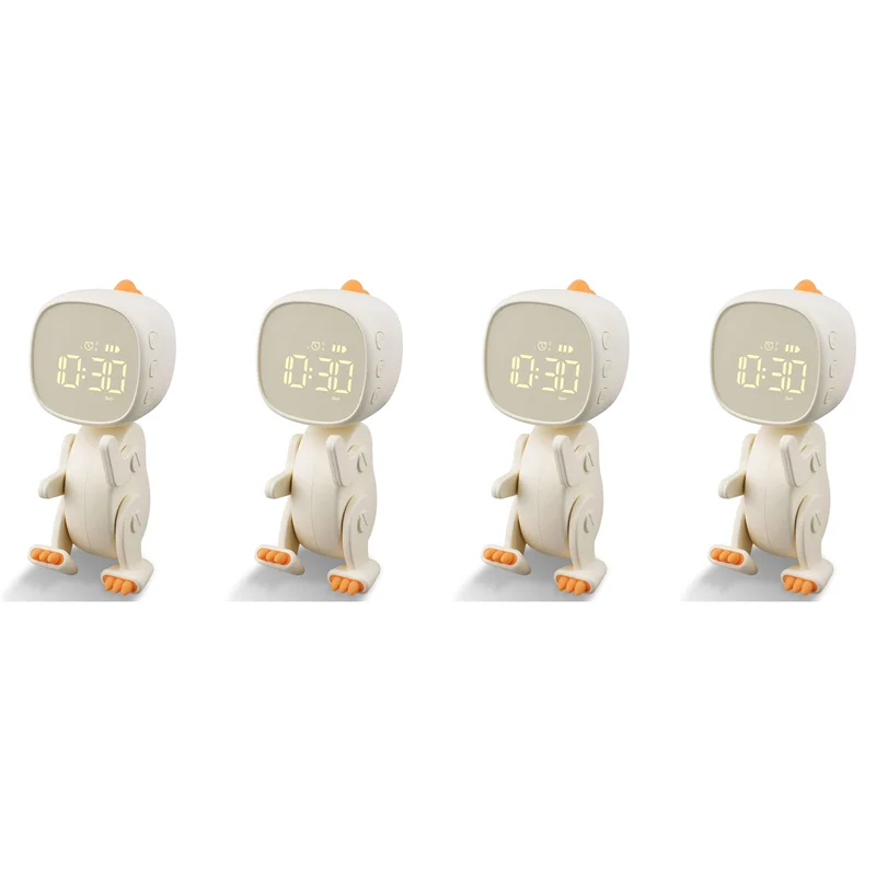 

ABWZ-4X Children's Digital Alarm Clock, Three Alarms, Dinosaur Alarm Clock With Variable Shape, Night Light Timer Beige