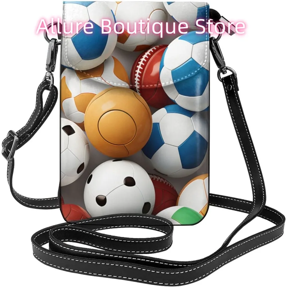 

Cartoon Soccer Balls Crossbody Bag for Women PU Leather Small Travel Cell Phone Pouch Lightweight Mini Phone Purse Wallet Cross