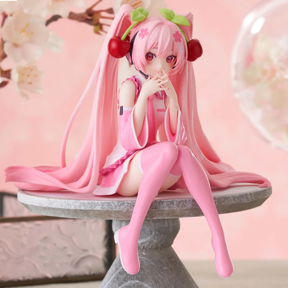 Heiße Hatsune Miku Anime-Figur, rosa Kleid, Modell-Actionfiguren, Spielzeug, kirschrosa PVC, Kirschblüten-Dekoration, Sammlermodell, Geschenke
