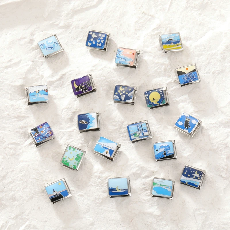 Y2K Marine Vlinder Duivel Ogen Bloemen Kat Hart Italiaanse Charm Links Fit 9mm Roestvrij Stalen Armband Vrouwen DIY Maken Geschenken