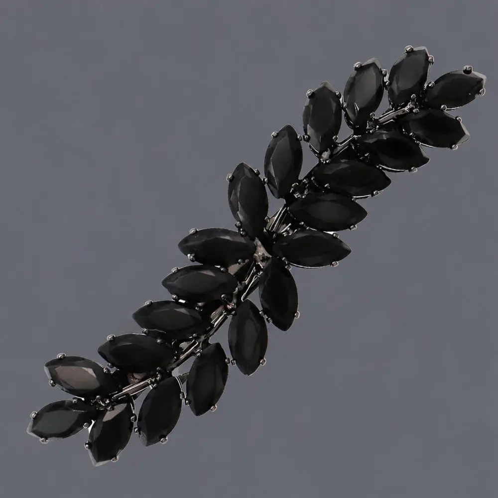 Vintage Leaf Style Spring Clip For Miallo Luxury Zircon Inlaid Barrette Elegant Hair Accessory For Women Daily Life