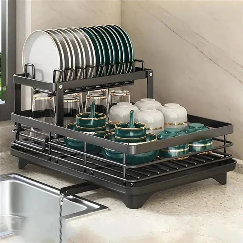 

Cutlery Storage Rack, Stainless Steel Cutlery Drying Rack, Adjustable Kitchen Plate Storage Rack With Drainboard